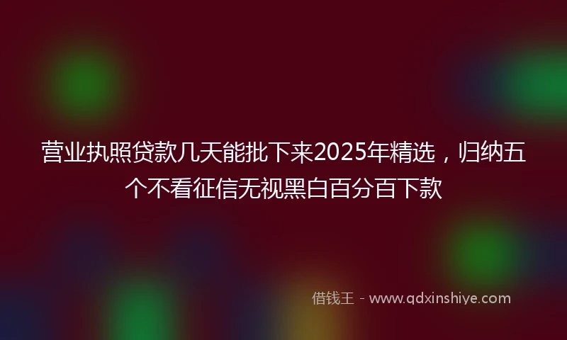 营业执照贷款几天能批下来2025年精选，归纳五个不看征信无视黑白百分百下款
