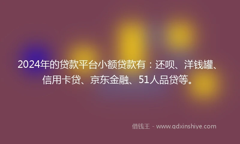 2024年的贷款平台小额贷款有：还呗、洋钱罐、信用卡贷、京东金融、51人品贷等。