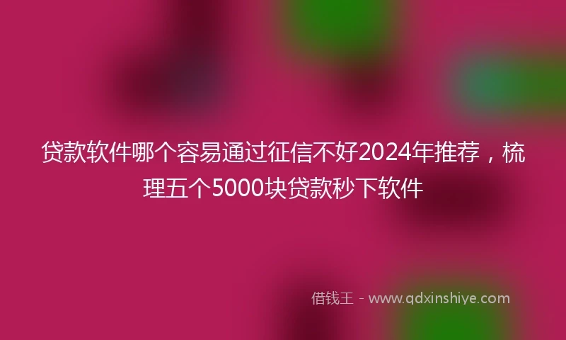 贷款软件哪个容易通过征信不好2024年推荐,梳理五个5000块贷款秒下软件