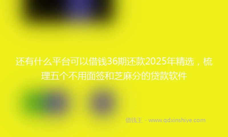 还有什么平台可以借钱36期还款2025年精选，梳理五个不用面签和芝麻分的贷款软件