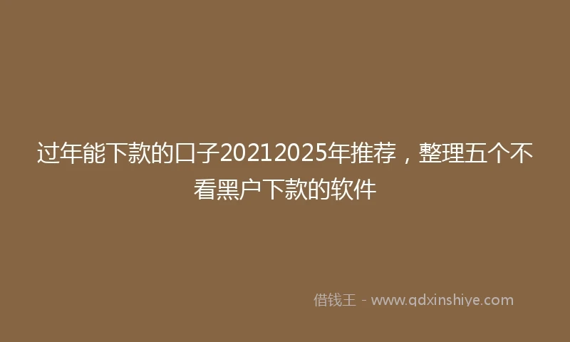 过年能下款的口子20212025年推荐，整理五个不看黑户下款的软件