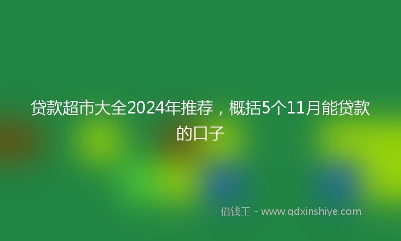 贷款超市大全2024年推荐，概括5个11月能贷款的口子