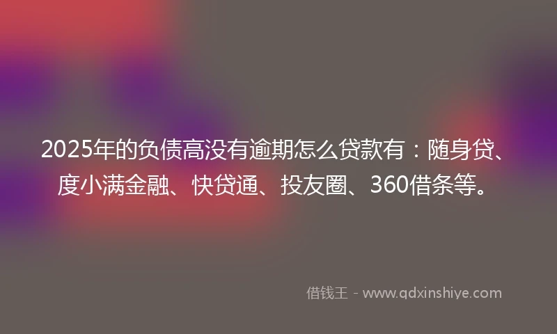 2025年的负债高没有逾期怎么贷款有：随身贷、度小满金融、快贷通、投友圈、360借条等。
