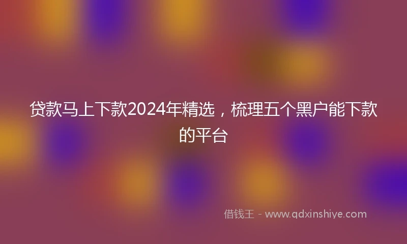贷款马上下款2024年精选，梳理五个黑户能下款的平台