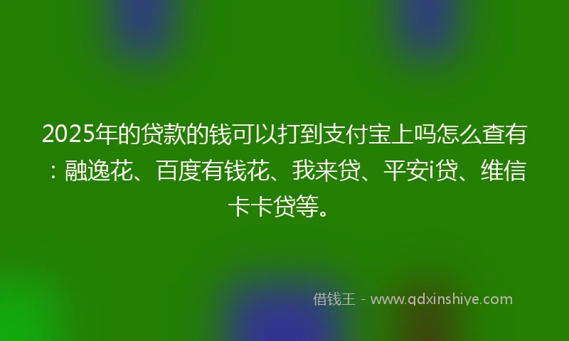 2025年的贷款的钱可以打到支付宝上吗怎么查有：融逸花、百度有钱花、我来贷、平安i贷、维信卡卡贷等。