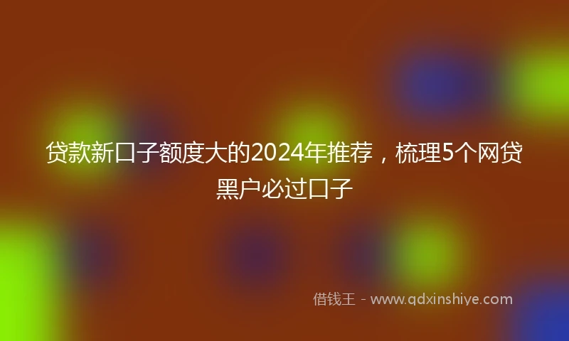 贷款新口子额度大的2024年推荐，梳理5个网贷黑户必过口子