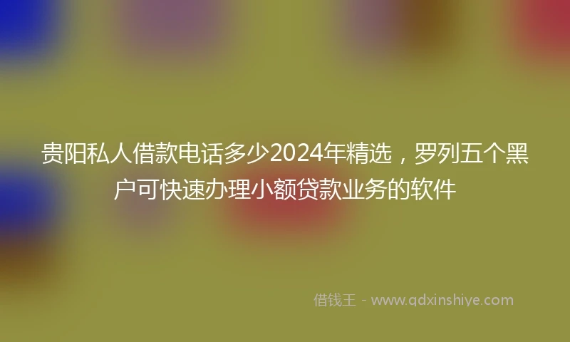 贵阳私人借款电话多少2024年精选，罗列五个黑户可快速办理小额贷款业务的软件