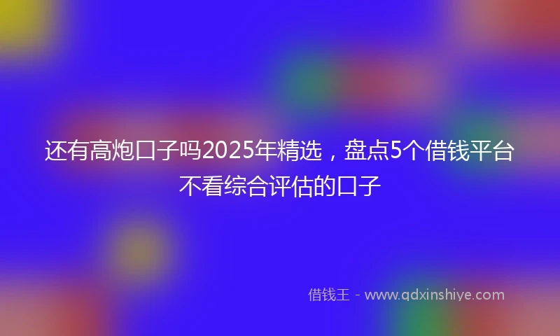 还有高炮口子吗2025年精选，盘点5个借钱平台不看综合评估的口子
