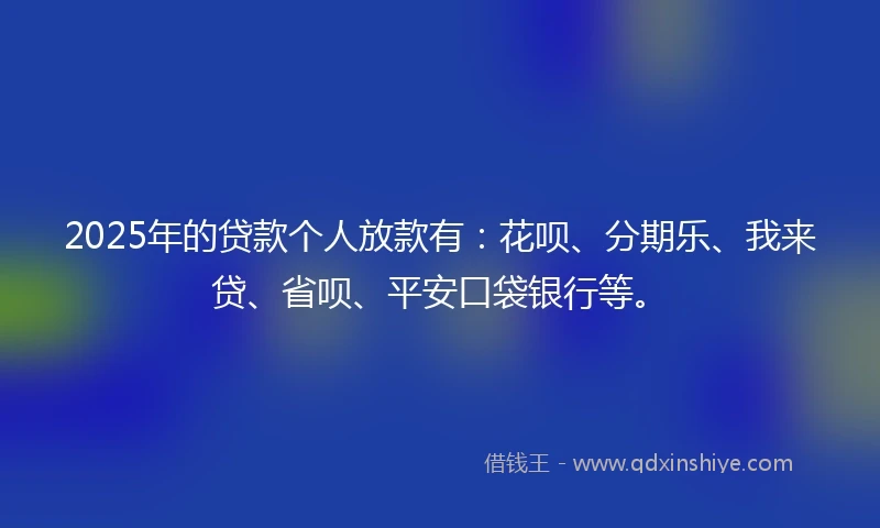 2025年的贷款个人放款有：花呗、分期乐、我来贷、省呗、平安口袋银行等。