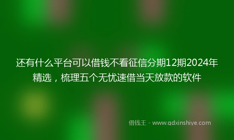 还有什么平台可以借钱不看征信分期12期2024年精选，梳理五个无忧速借当天放款的软件