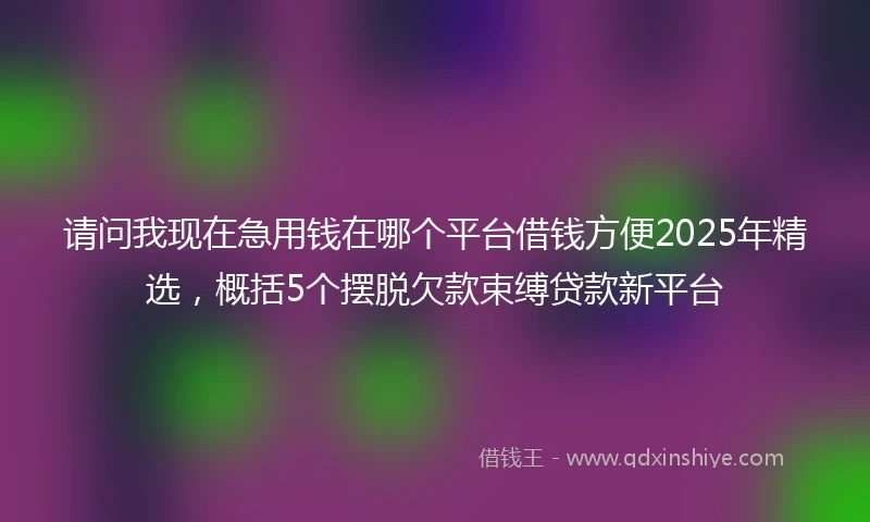 请问我现在急用钱在哪个平台借钱方便2025年精选，概括5个摆脱欠款束缚贷款新平台
