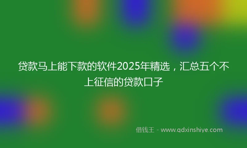 贷款马上能下款的软件2025年精选，汇总五个不上征信的贷款口子