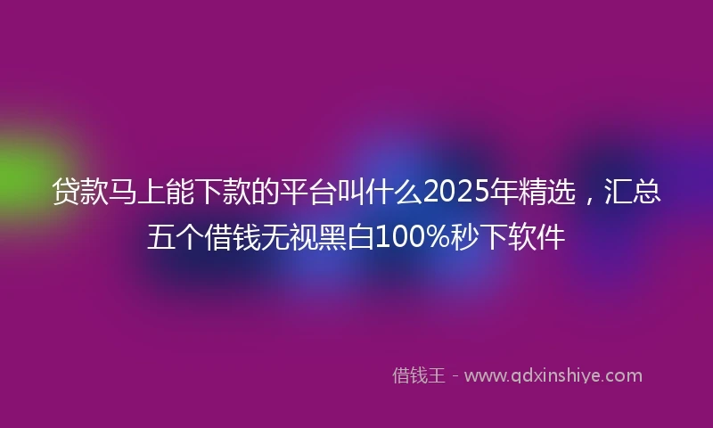 贷款马上能下款的平台叫什么2025年精选，汇总五个借钱无视黑白100%秒下软件