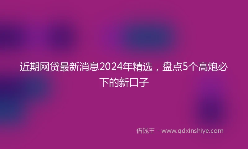 近期网贷最新消息2024年精选，盘点5个高炮必下的新口子