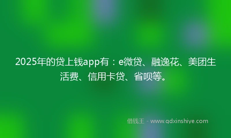 2025年的贷上钱app有：e微贷、融逸花、美团生活费、信用卡贷、省呗等。