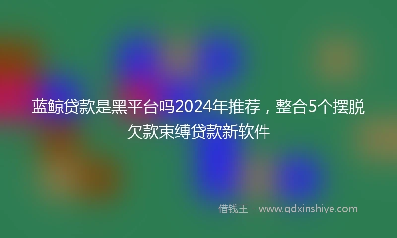 蓝鲸贷款是黑平台吗2024年推荐，整合5个摆脱欠款束缚贷款新软件