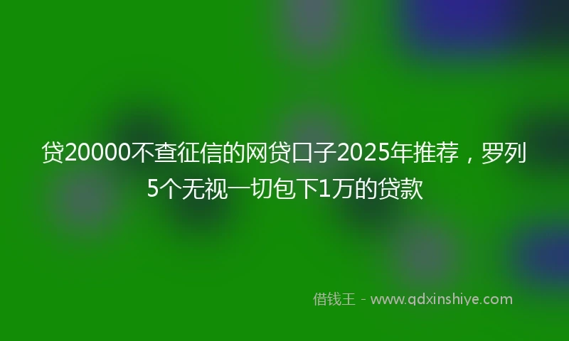 贷20000不查征信的网贷口子2025年推荐，罗列5个无视一切包下1万的贷款