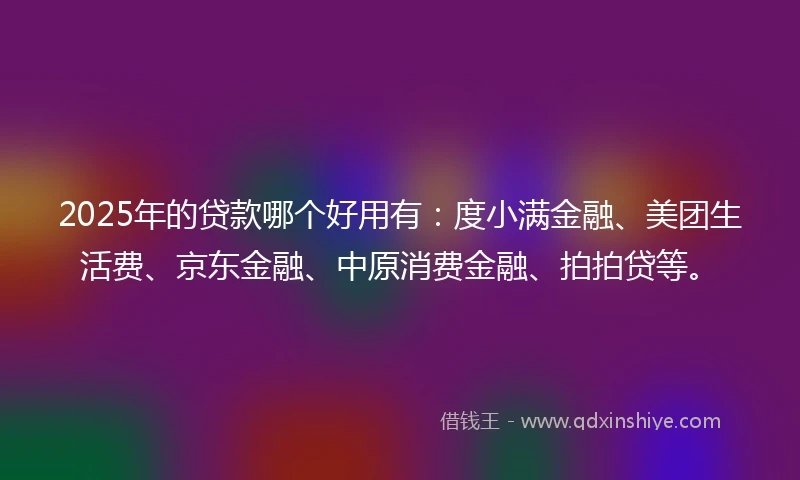 2025年的贷款哪个好用有：度小满金融、美团生活费、京东金融、中原消费金融、拍拍贷等。