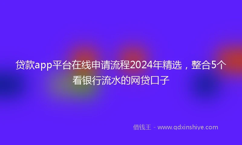 贷款app平台在线申请流程2024年精选，整合5个看银行流水的网贷口子
