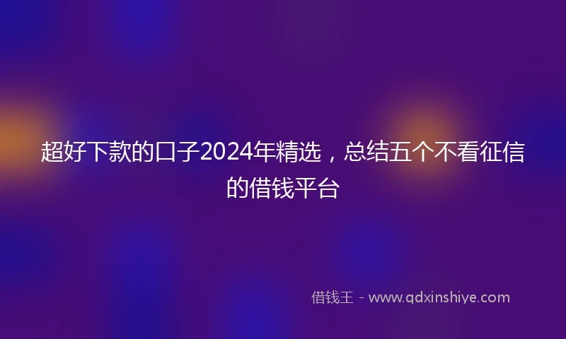 超好下款的口子2024年精选，总结五个不看征信的借钱平台