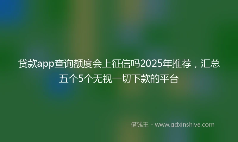 贷款app查询额度会上征信吗2025年推荐，汇总五个5个无视一切下款的平台