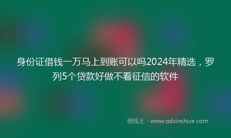 身份证借钱一万马上到账可以吗2024年精选，罗列5个贷款好做不看征信的软件