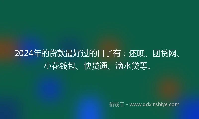2024年的贷款最好过的口子有：还呗、团贷网、小花钱包、快贷通、滴水贷等。