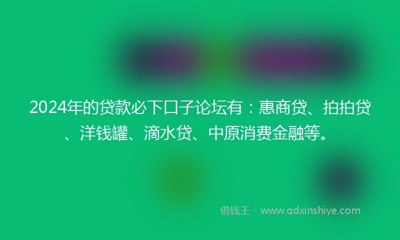 2024年的贷款必下口子论坛有：惠商贷、拍拍贷、洋钱罐、滴水贷、中原消费金融等。