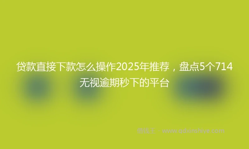 贷款直接下款怎么操作2025年推荐，盘点5个714无视逾期秒下的平台
