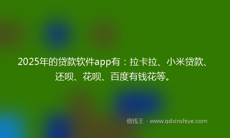 2025年的贷款软件app有：拉卡拉、小米贷款、还呗、花呗、百度有钱花等。