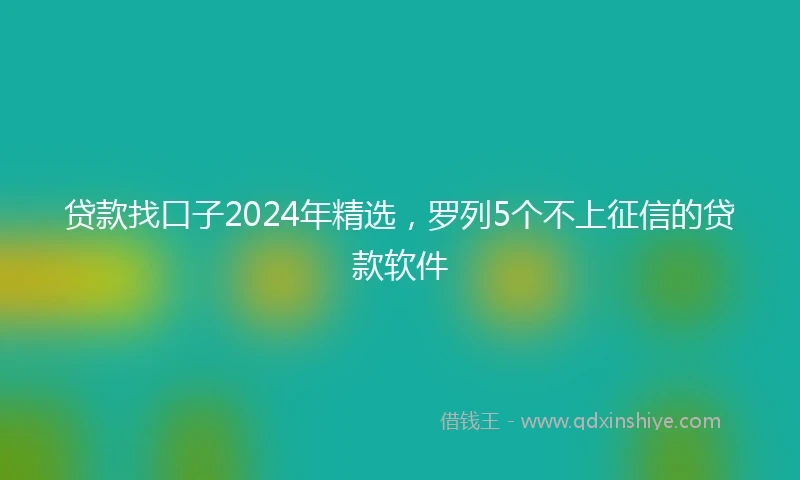贷款找口子2024年精选，罗列5个不上征信的贷款软件