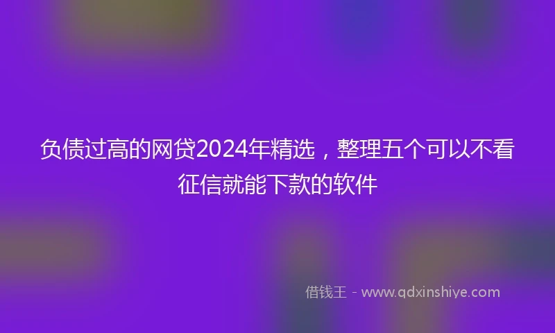 负债过高的网贷2024年精选，整理五个可以不看征信就能下款的软件