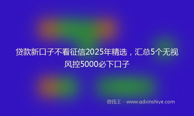 贷款新口子不看征信2025年精选，汇总5个无视风控5000必下口子