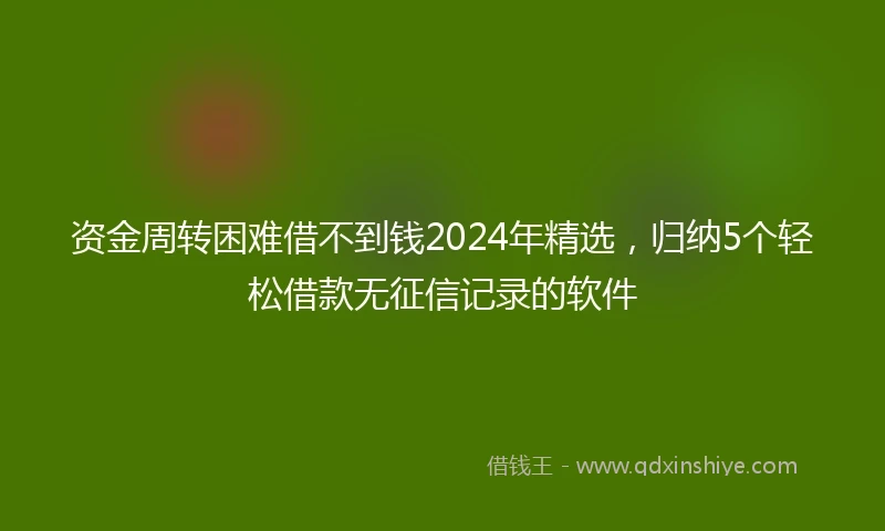 资金周转困难借不到钱2024年精选，归纳5个轻松借款无征信记录的软件