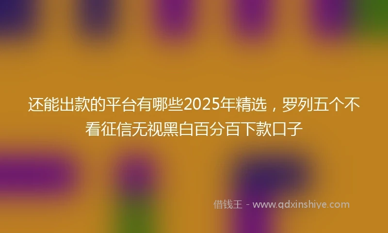 还能出款的平台有哪些2025年精选，罗列五个不看征信无视黑白百分百下款口子