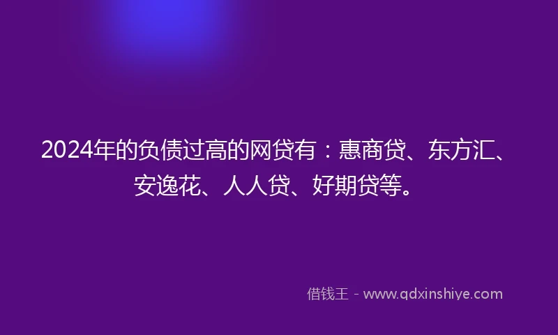 2024年的负债过高的网贷有：惠商贷、东方汇、安逸花、人人贷、好期贷等。