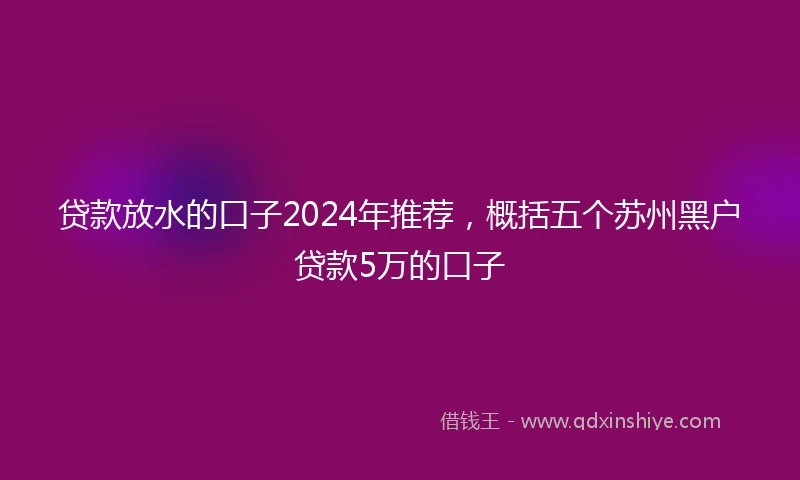 贷款放水的口子2024年推荐，概括五个苏州黑户贷款5万的口子