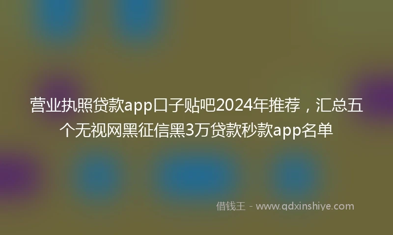 营业执照贷款app口子贴吧2024年推荐，汇总五个无视网黑征信黑3万贷款秒款app名单