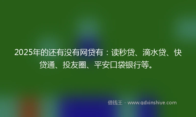 2025年的还有没有网贷有：读秒贷、滴水贷、快贷通、投友圈、平安口袋银行等。