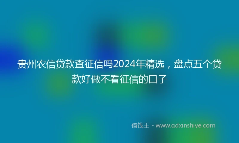 贵州农信贷款查征信吗2024年精选，盘点五个贷款好做不看征信的口子