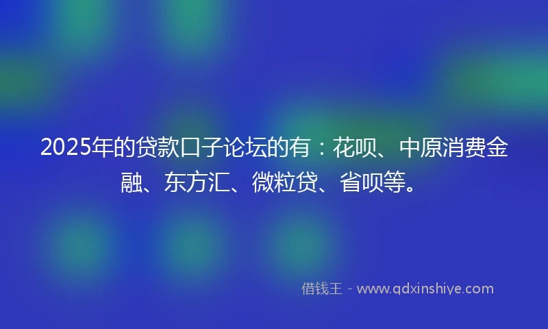 2025年的贷款口子论坛的有：花呗、中原消费金融、东方汇、微粒贷、省呗等。