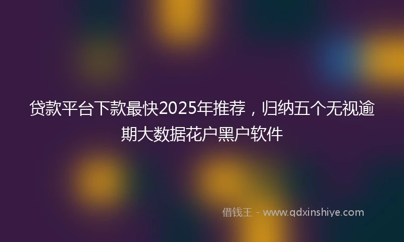 贷款平台下款最快2025年推荐，归纳五个无视逾期大数据花户黑户软件
