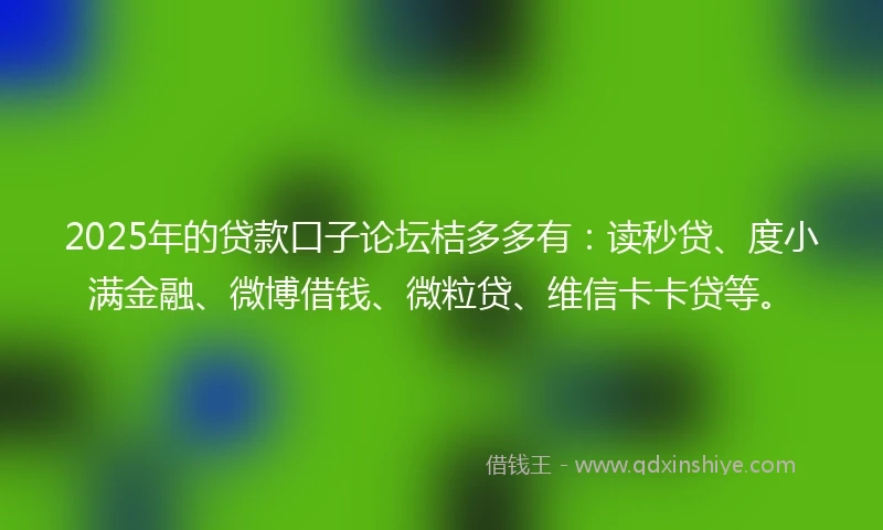 2025年的贷款口子论坛桔多多有：读秒贷、度小满金融、微博借钱、微粒贷、维信卡卡贷等。