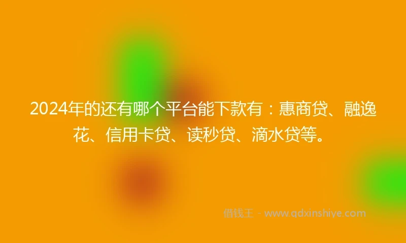 2024年的还有哪个平台能下款有：惠商贷、融逸花、信用卡贷、读秒贷、滴水贷等。