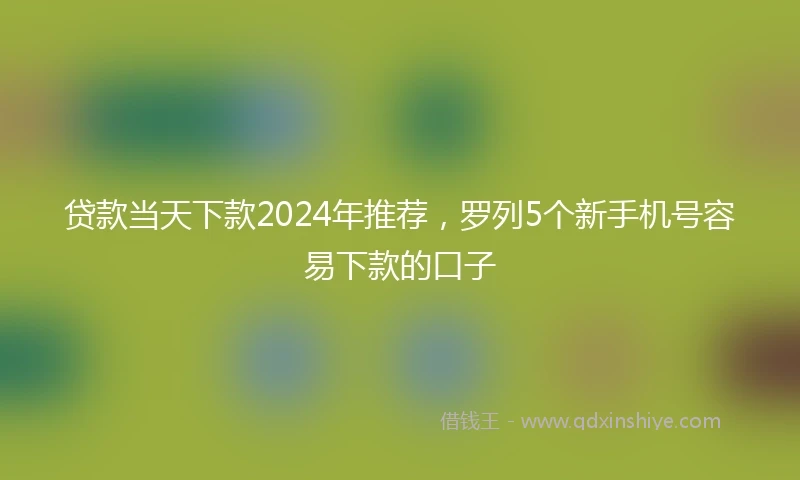 贷款当天下款2024年推荐，罗列5个新手机号容易下款的口子