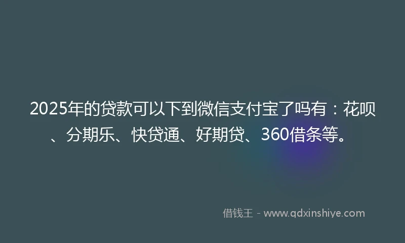 2025年的贷款可以下到微信支付宝了吗有：花呗、分期乐、快贷通、好期贷、360借条等。