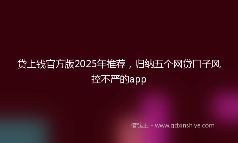 贷上钱官方版2025年推荐，归纳五个网贷口子风控不严的app