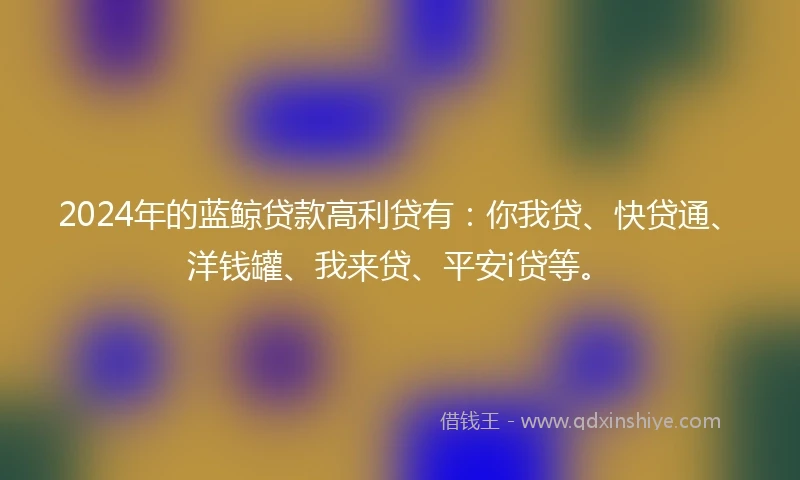 2024年的蓝鲸贷款高利贷有：你我贷、快贷通、洋钱罐、我来贷、平安i贷等。