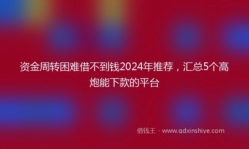 资金周转困难借不到钱2024年推荐，汇总5个高炮能下款的平台