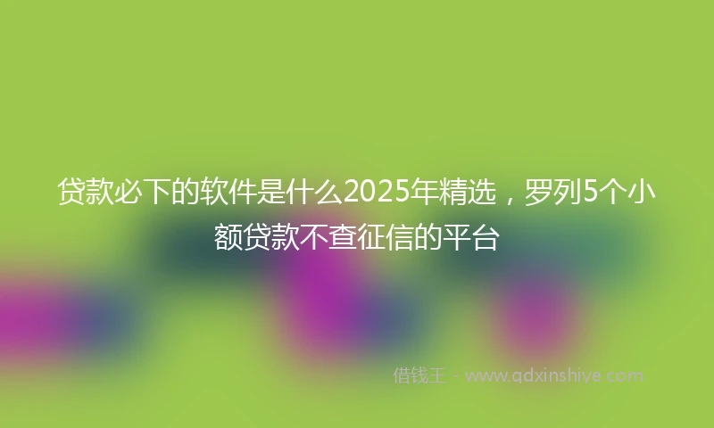 贷款必下的软件是什么2025年精选,罗列5个小额贷款不查征信的平台